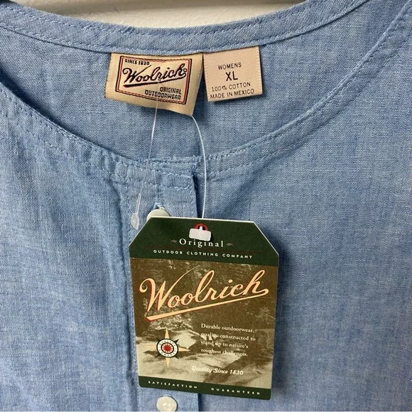NWT Vintage Woolrich Sleeveless Button Down Chambray Dress‎ Pockets Extra Large - Picture 2 of 8